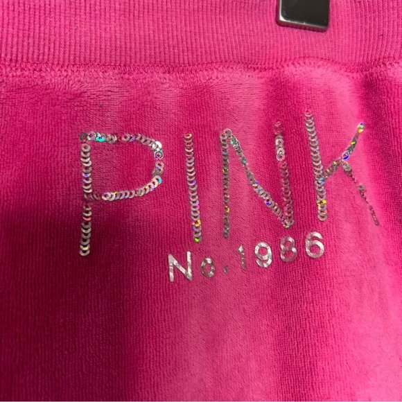 Victoria secret pink pants velour velvet pockets on bum pink with sparkly sequin - Picture 10 of 13